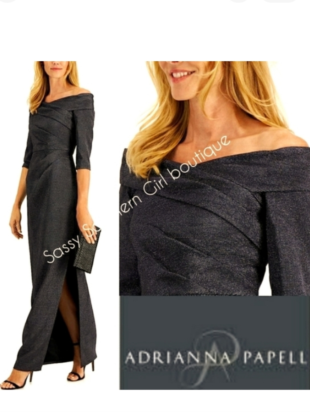 🆕⭐ Adrianna Papell Gunmetal grey maxi dress